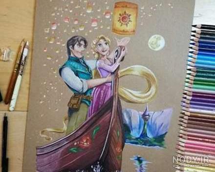 عکس نقاشی دخترونه فانتزی ساده با مداد رنگی عکس نقاشی دخترونه فانتزی ساده با مداد رنگی