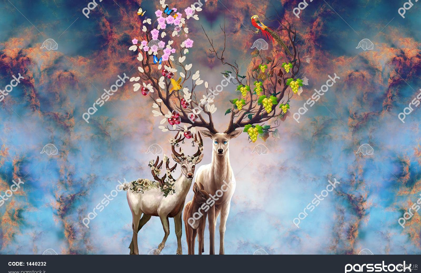 نقاشی کله گوزن نقاشی کله گوزن