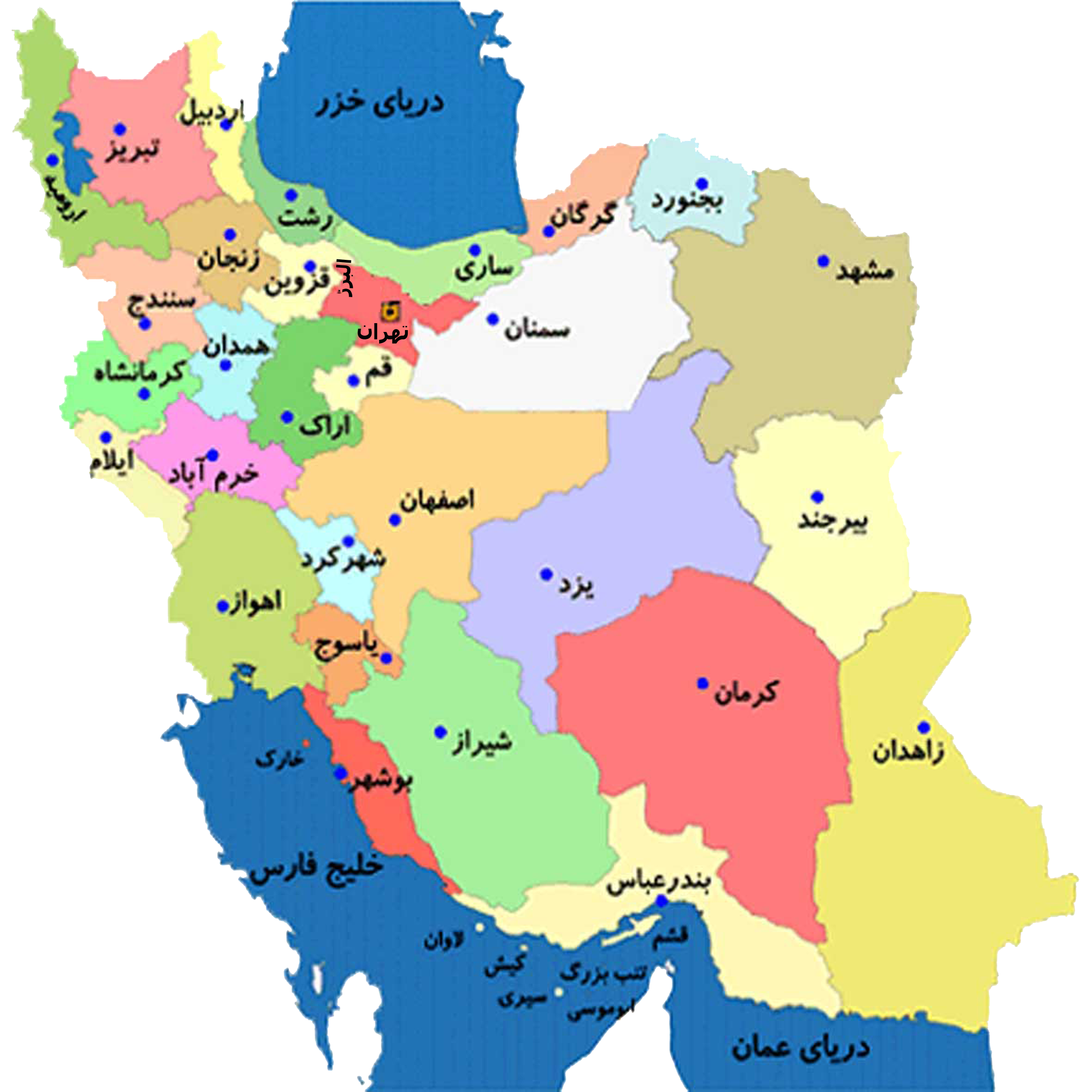 نقشه ایران و همسایگان فارسی