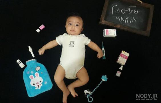 ایده عکس واکسن دو ماهگی نوزاد
