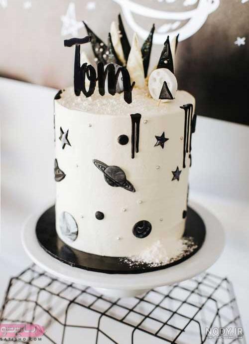 کیک تولد سیاه و سفید شیک