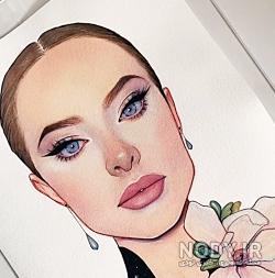 عکس نقاشی با آبرنگ روی صورت ساده