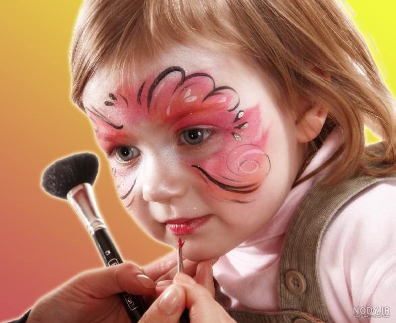 نقاشی روی صورت کودکان دخترانه ساده