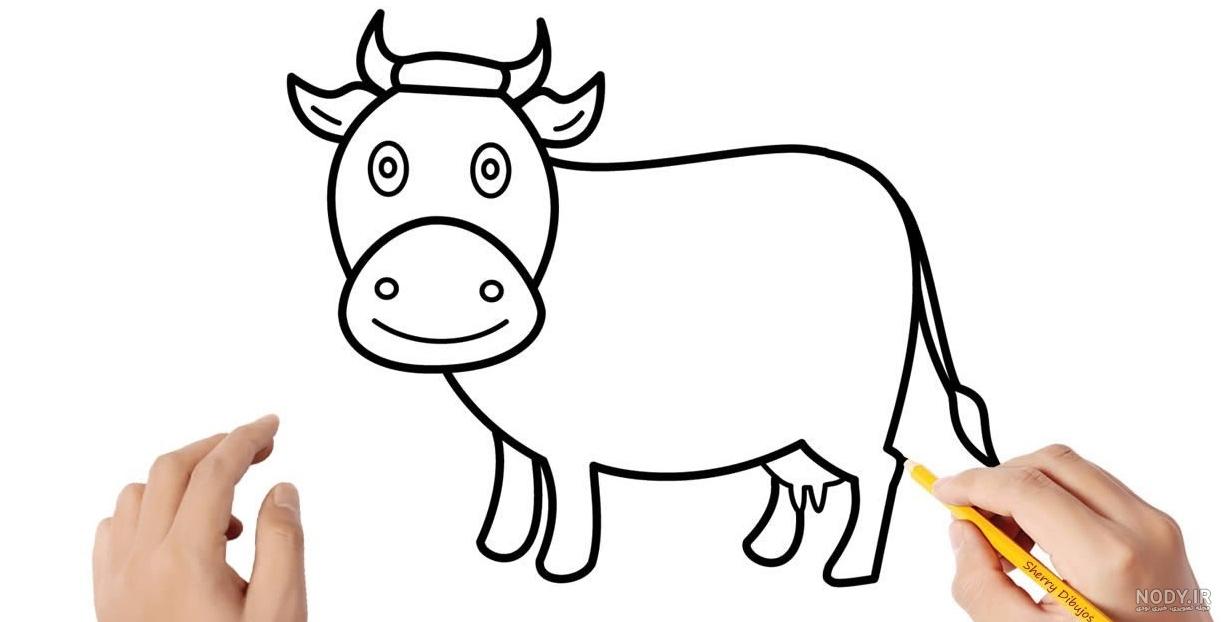 نقاشی گاو در مزرعه
