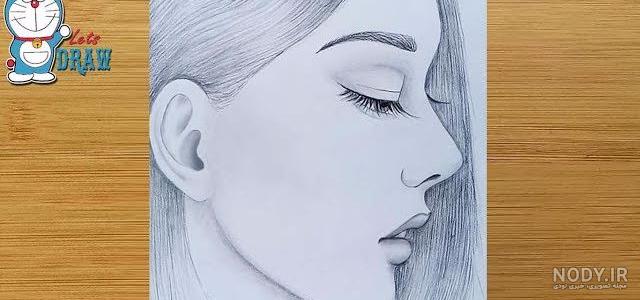 نقاشی نیم رخ دختر و پسر