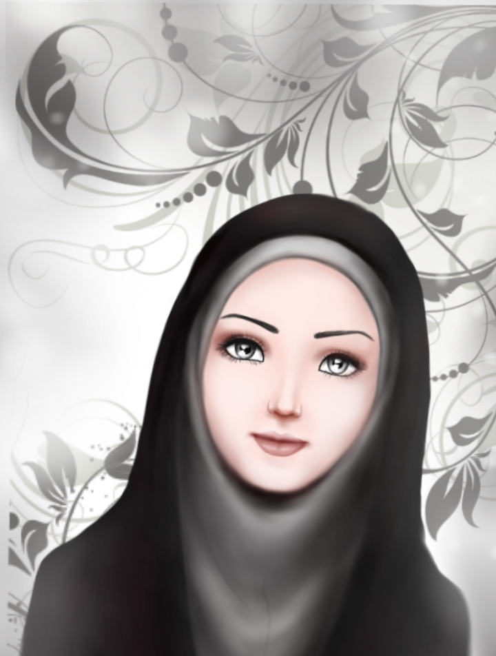 نقاشی دختر با حجاب کارتونی
