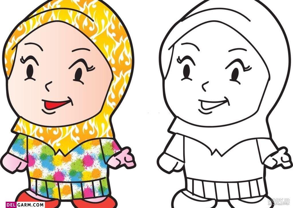 نقاشی فرشته با حجاب
