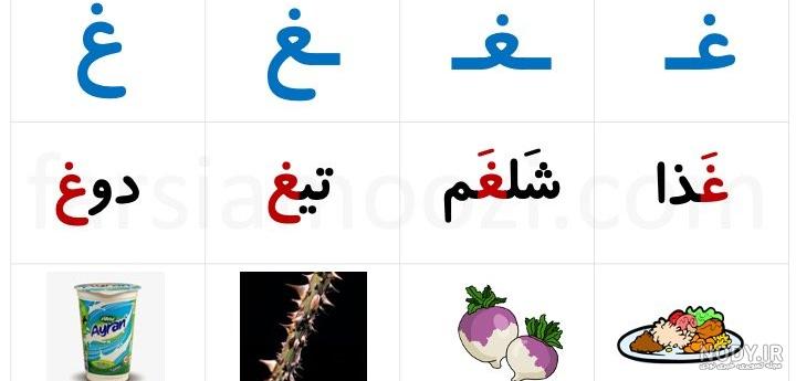 نشانه غ کلاس اول