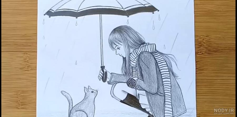 نقاشی دختر از پشت سر نقاشی دختر از پشت سر