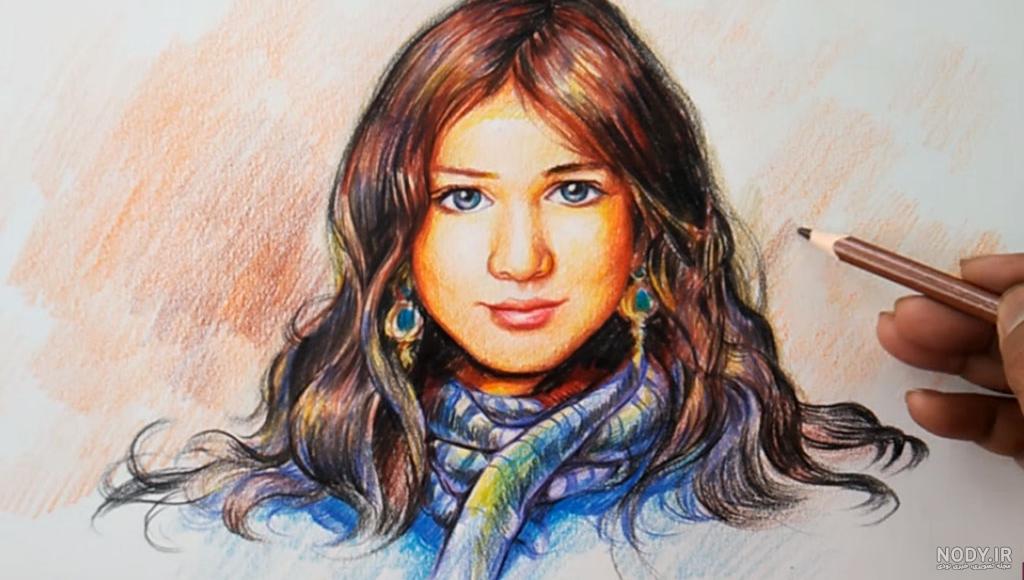 نقاشی سیاه قلم رنگی
