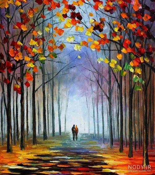 نقاشی پاییزی عاشقانه با مداد رنگی نقاشی پاییزی عاشقانه با مداد رنگی