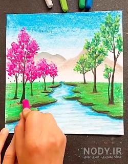 نقاشی دختر با گل طبیعی