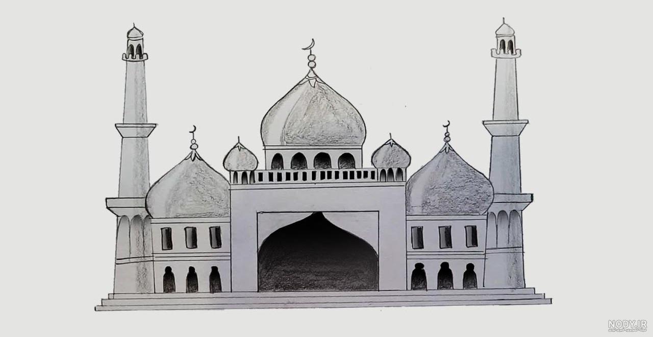 نقاشی ساده از مسجد جمکران