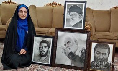 نقاشی سیاه قلم حاج قاسم