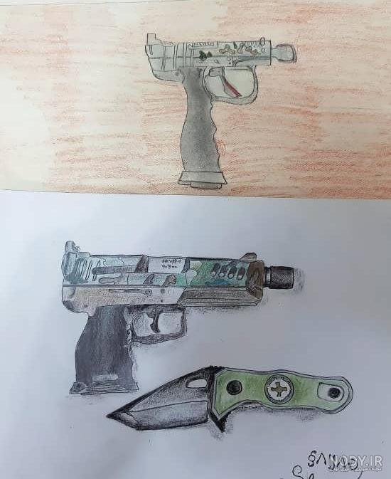 نقاشی تفنگ کلاش