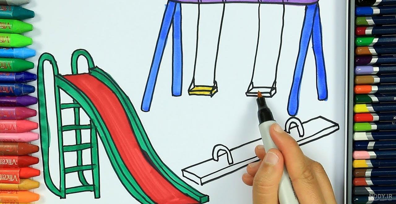 نقاشی کودکانه پارک ساده