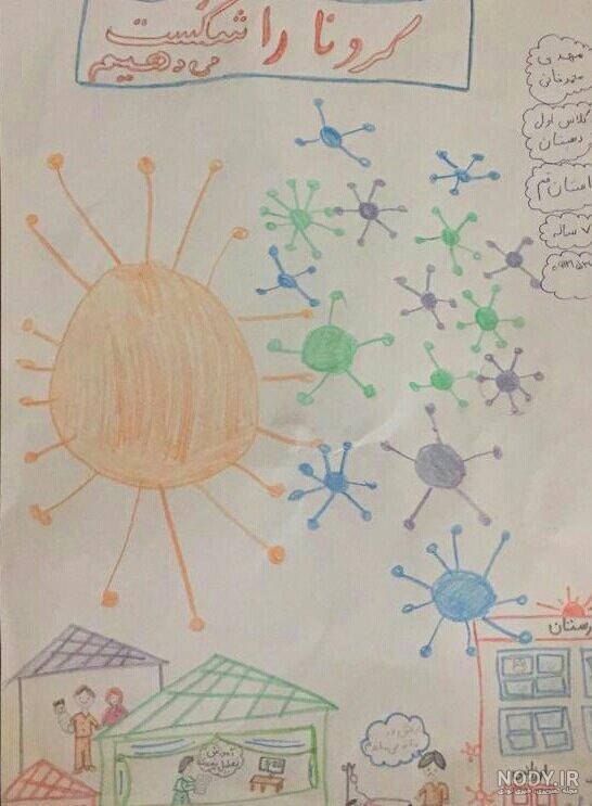 نقاشی کودکانه کرونا ساده نقاشی کودکانه کرونا ساده