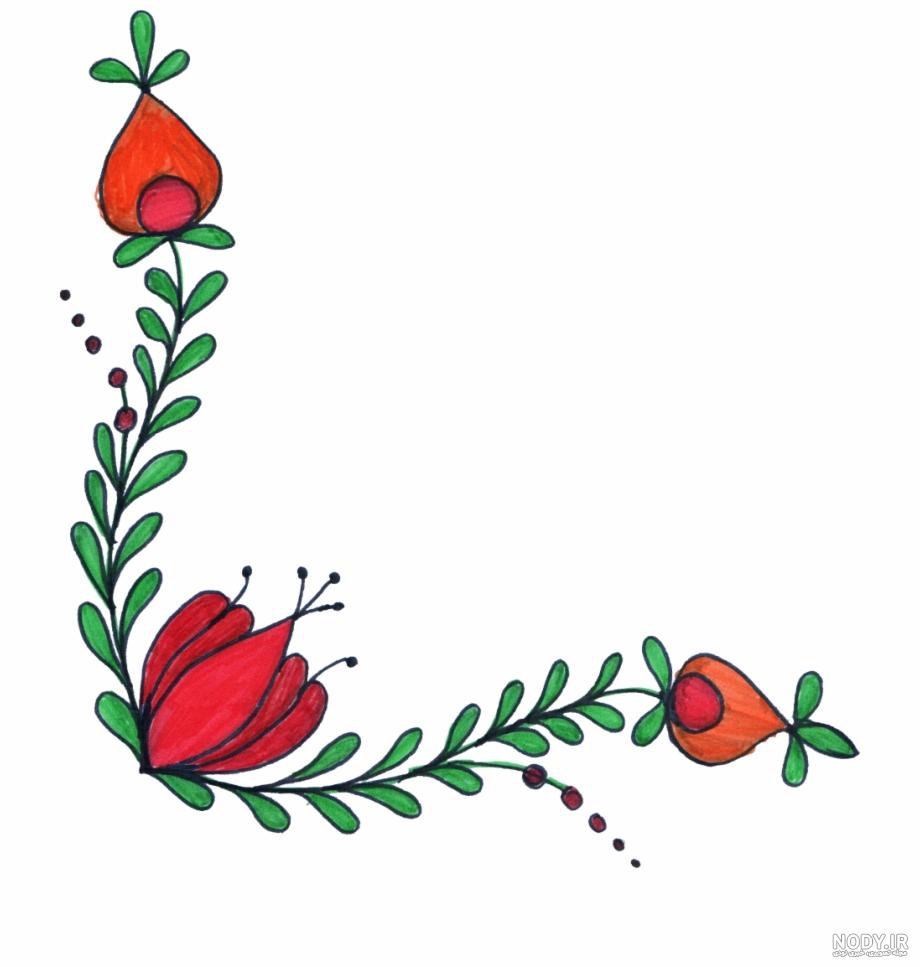 نقاشی گل برای حاشیه کاغذ ساده