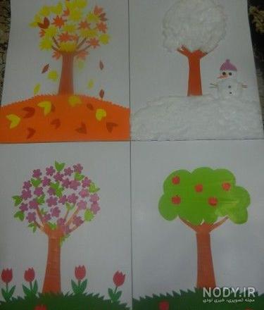 نقاشی چهار فصل دریک درخت