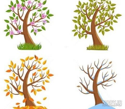 نقاشی چهار فصل دریک درخت