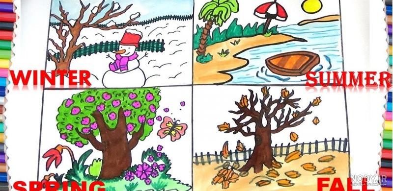 نقاشی چهار فصل دریک درخت