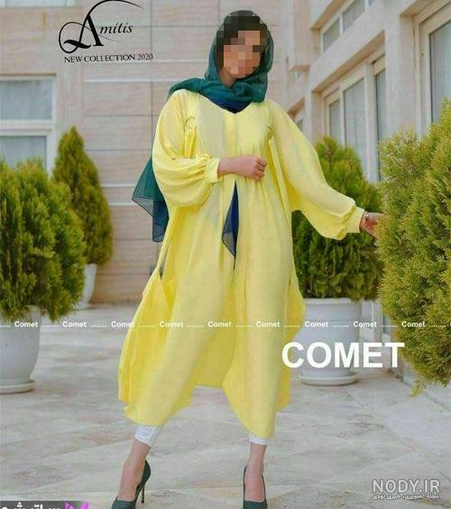 عکس مانتوی رنگ لیمویی