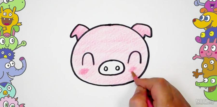 نقاشی صورت خوک ساده