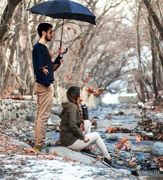 عکس دونفره با چتر