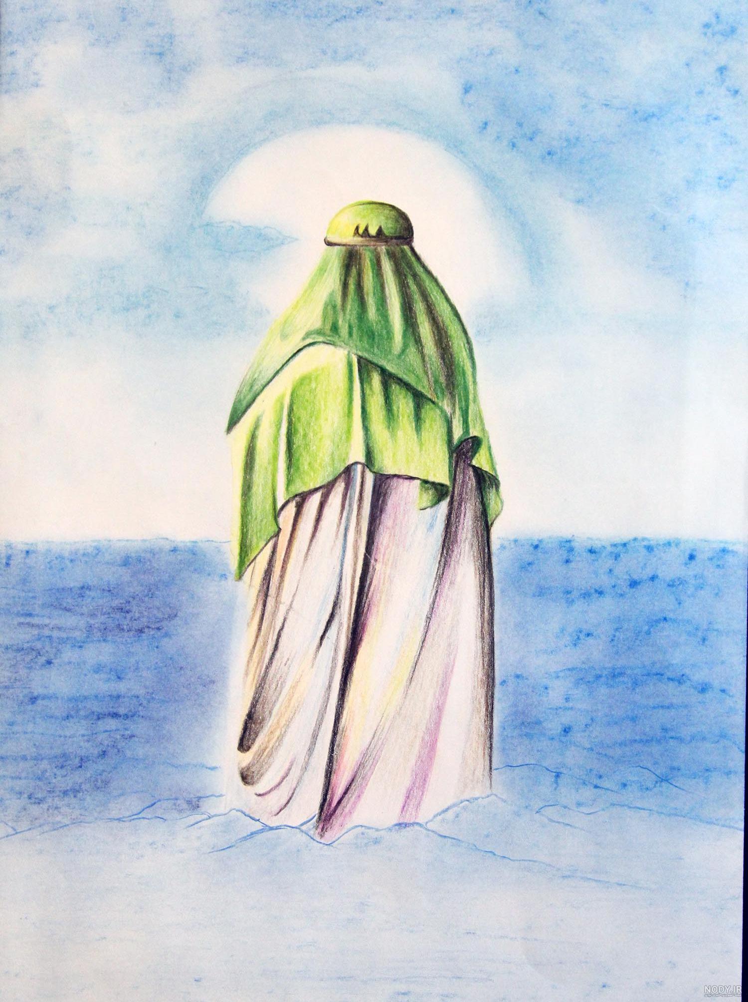 نقاشی امام زمان با گل نرگس