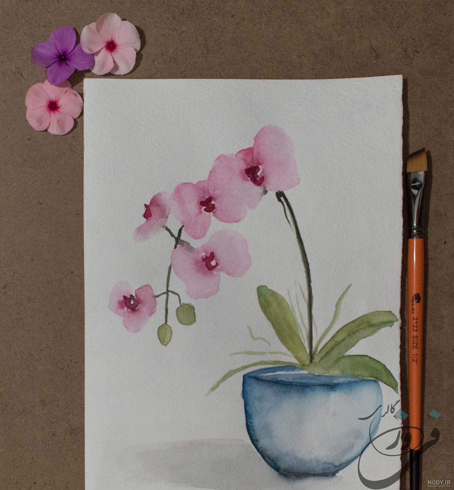 نقاشی گل ارکیده با رنگ روغن