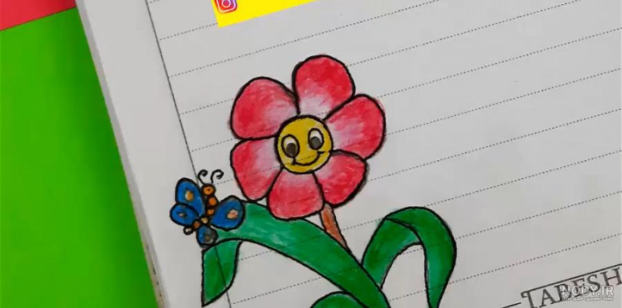 نقاشی گل حاشیه ساده
