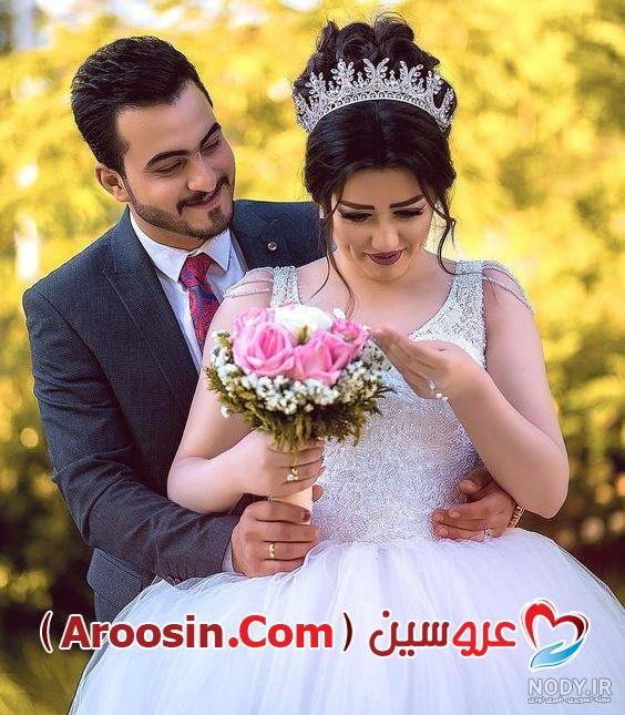 عکس عروس و داماد در باغ
