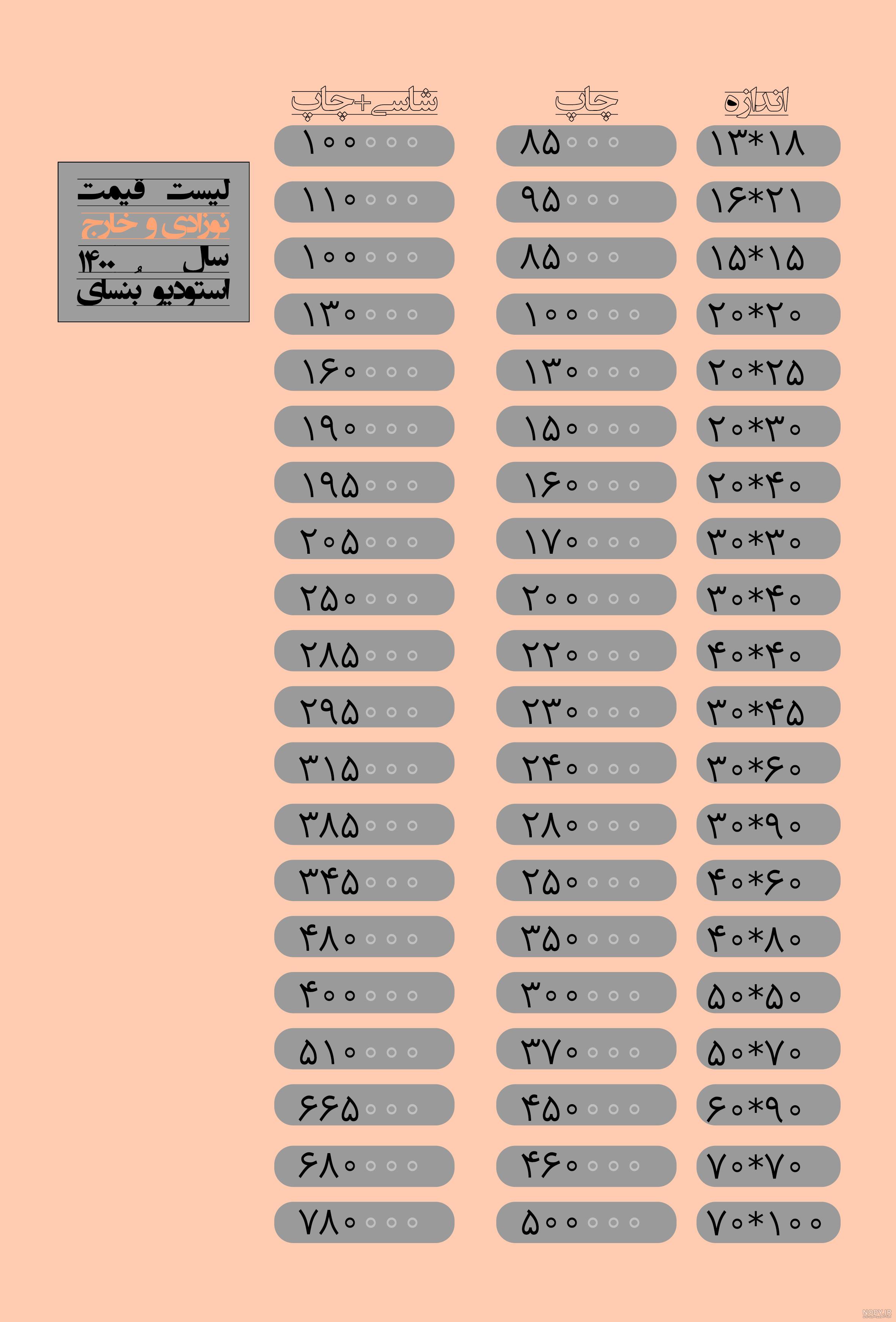 قیمت عکس ۳×۴ سال ۱۴۰۰