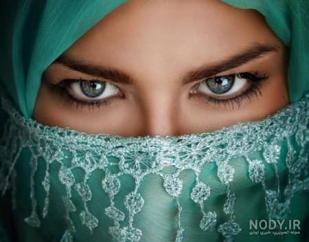 عکس دختر چشم آبی ایرانی با حجاب