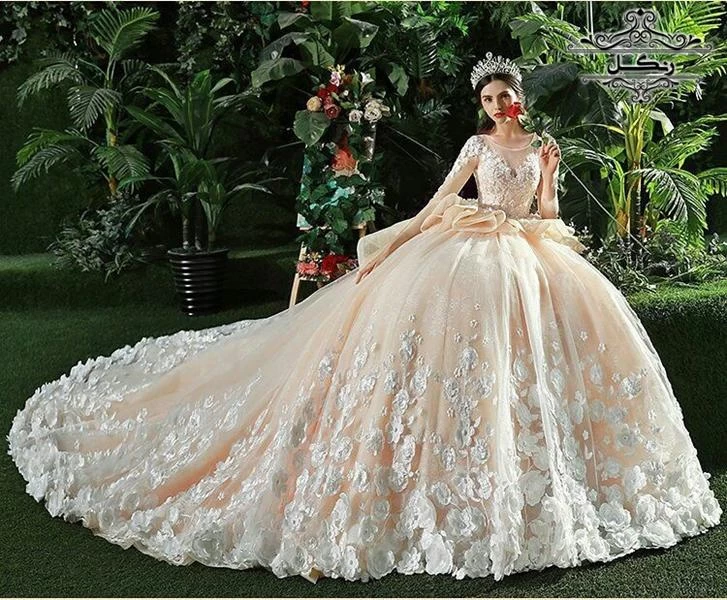 عکس لباس عروس گل دار عکس لباس عروس گل دار