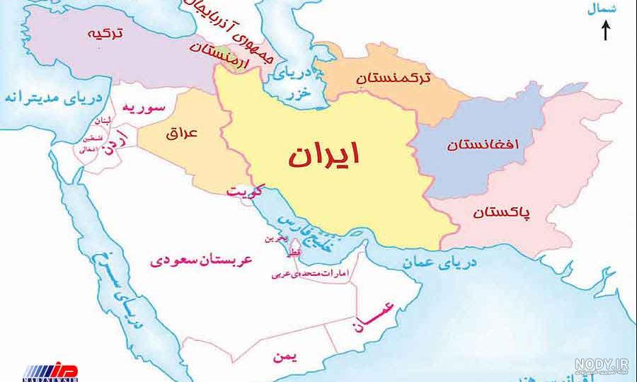 عکس نقشه ایران و همسایه های آن