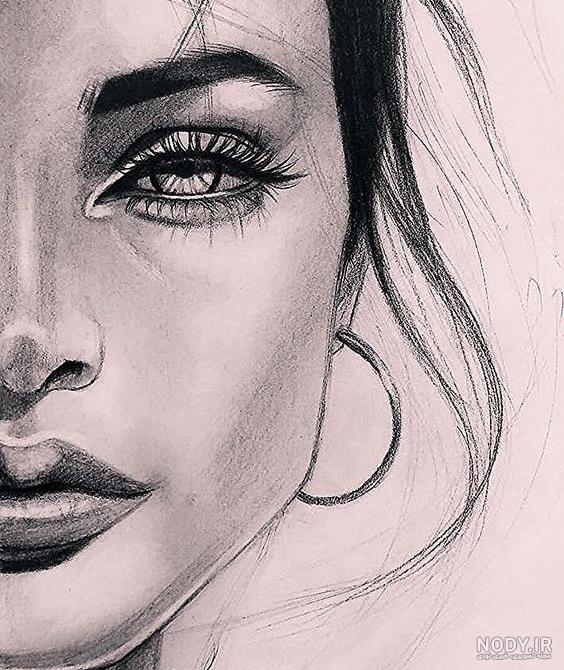 نقاشی سیاه قلم گل
