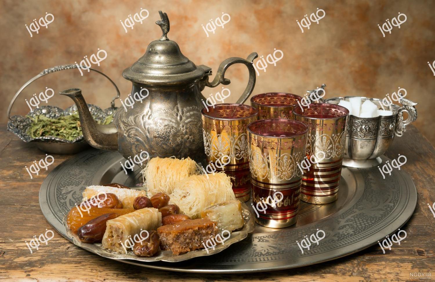 عکس شیرینی با چای عکس شیرینی با چای
