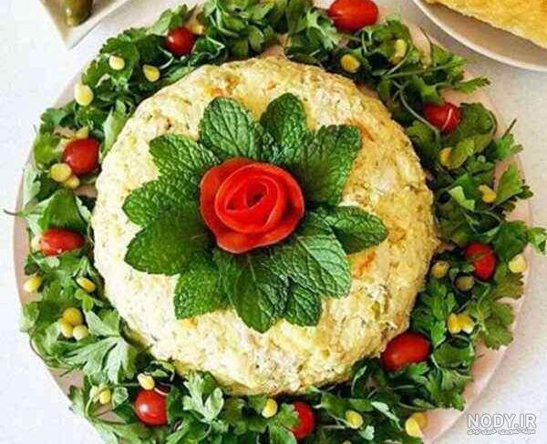تزیین سالاد الویه با چیپس تزیین سالاد الویه با چیپس