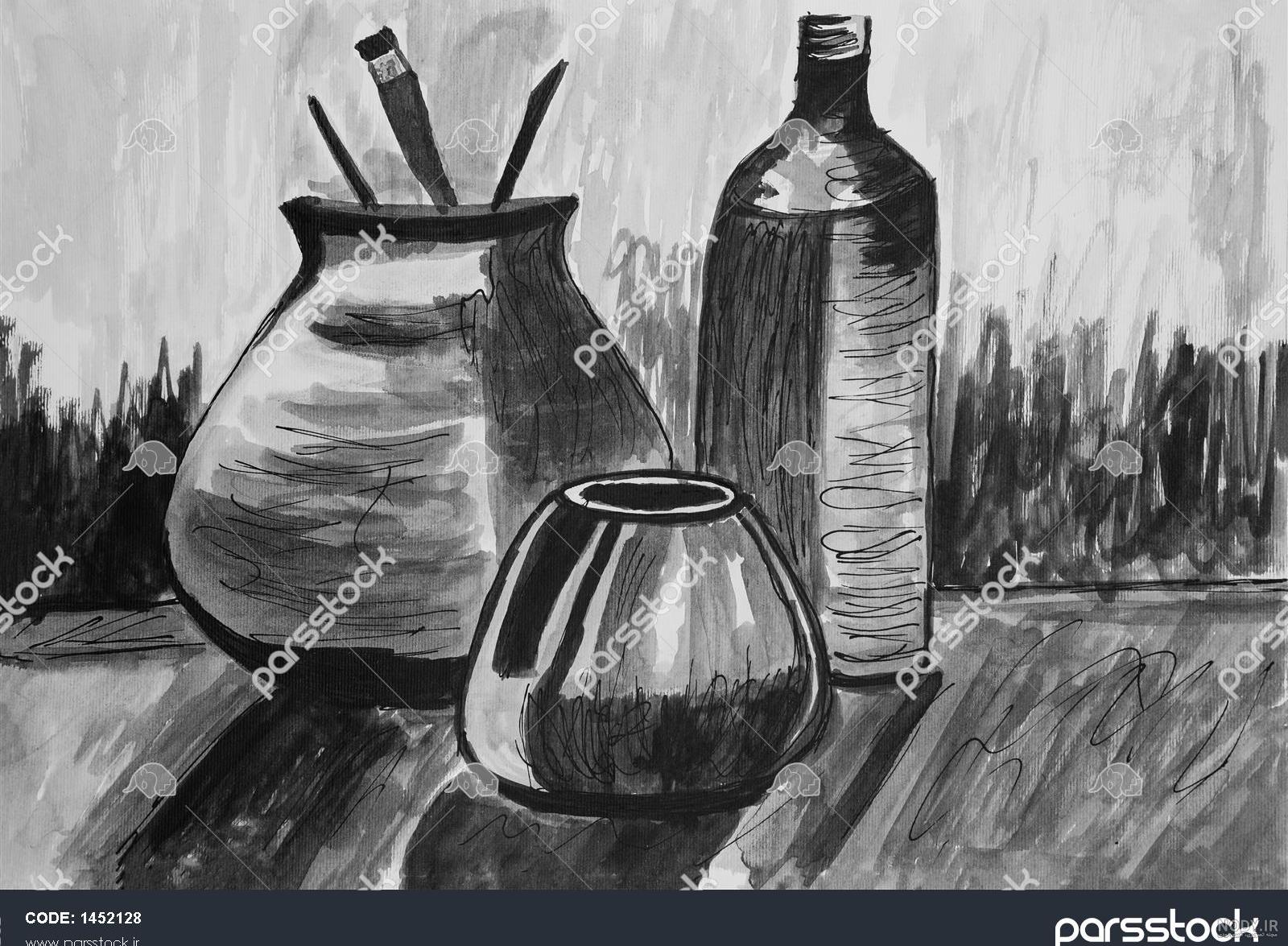 نقاشی سیاه قلم ساده و ابتدایی