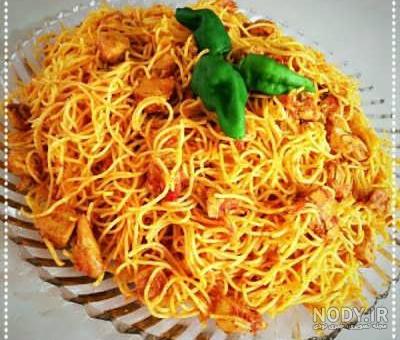 عکس سفره غذا ماکارونی