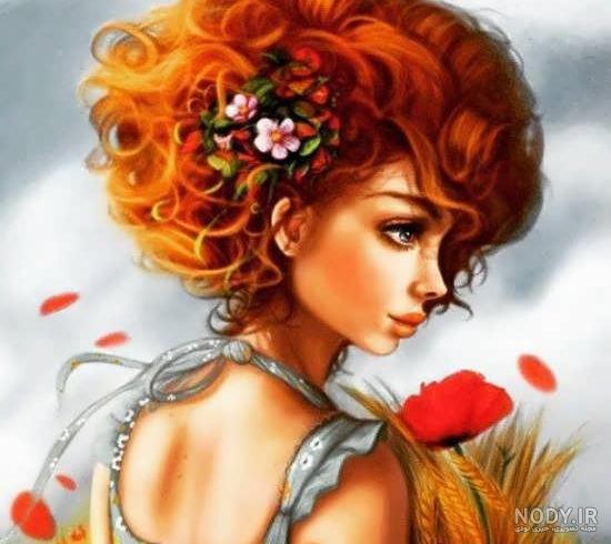  عکس دختر مو قرمز کارتونی