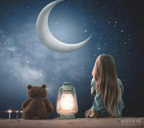 عکس ماه و دختر تنها عکس ماه و دختر تنها