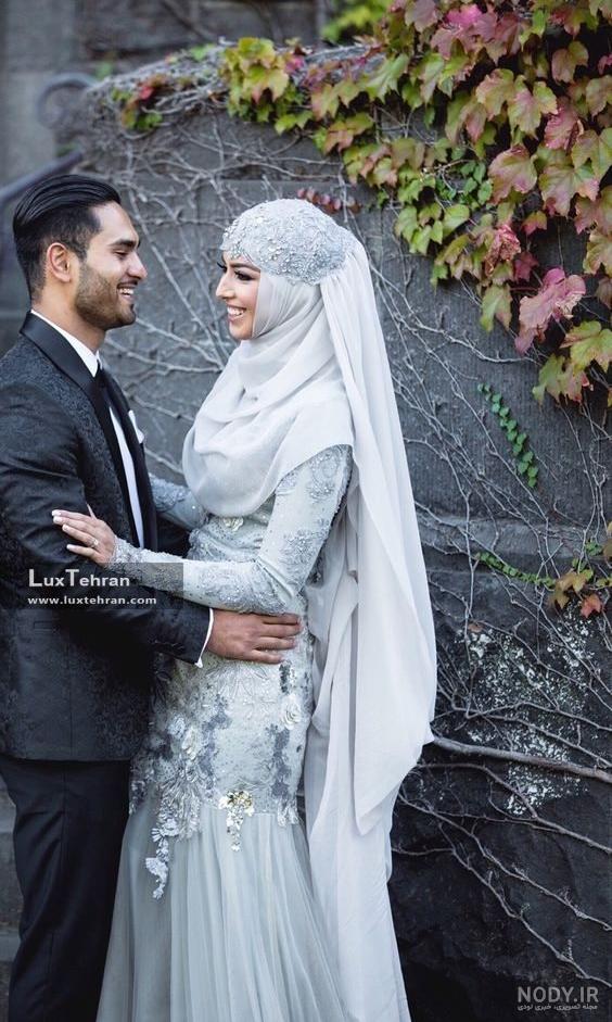 مدل لباس عروس با حجاب با کلاه مدل لباس عروس با حجاب با کلاه
