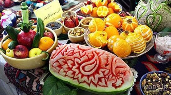 تزیین سبد میوه شب یلدا برای عروس تزیین سبد میوه شب یلدا برای عروس