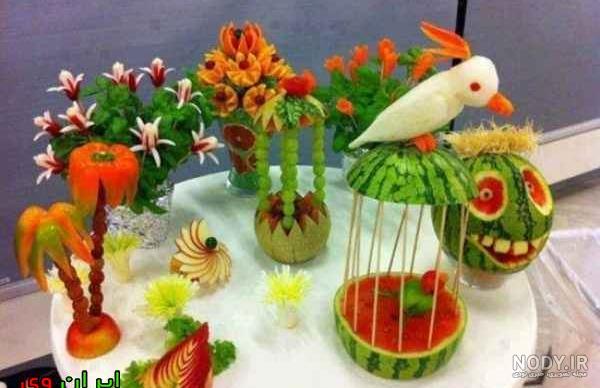 تزیین سبد میوه عروس ساده تزیین سبد میوه عروس ساده