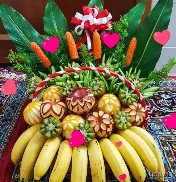 تزیین سبد میوه پلاستیکی با پارچه تزیین سبد میوه پلاستیکی با پارچه