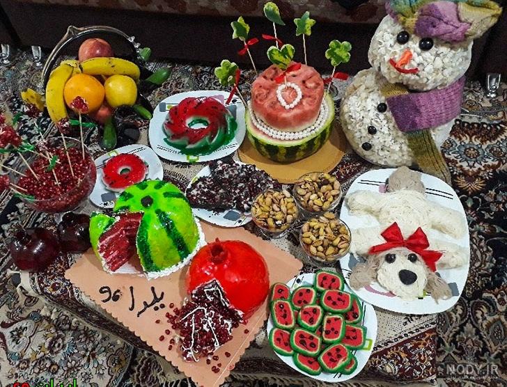 تزیین سفره شب یلدا روی زمین