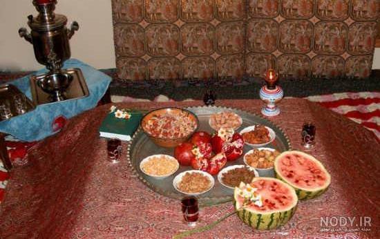 چیدمان شب یلدا با ظروف مسی چیدمان شب یلدا با ظروف مسی
