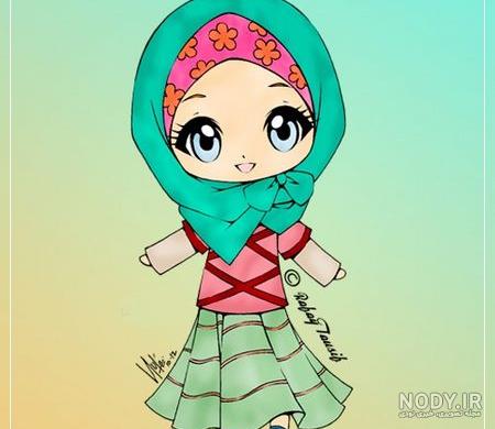 عکس نقاشی از دختر با حجاب برای پروفایل